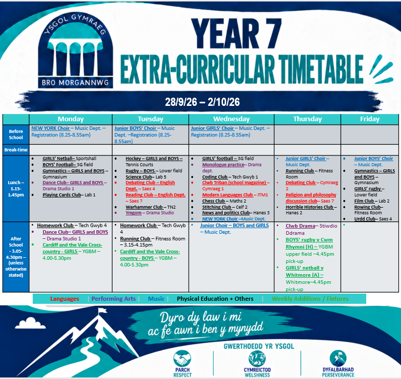 Year 7 Timetable