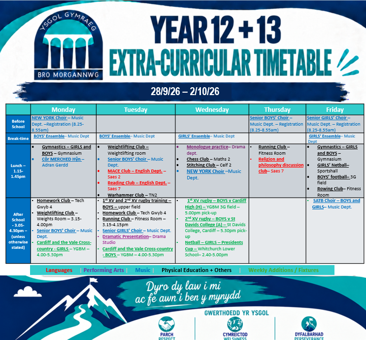 Year 12 and 13 Timetable