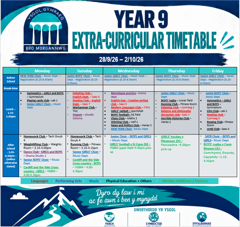 Year 9 Timetable