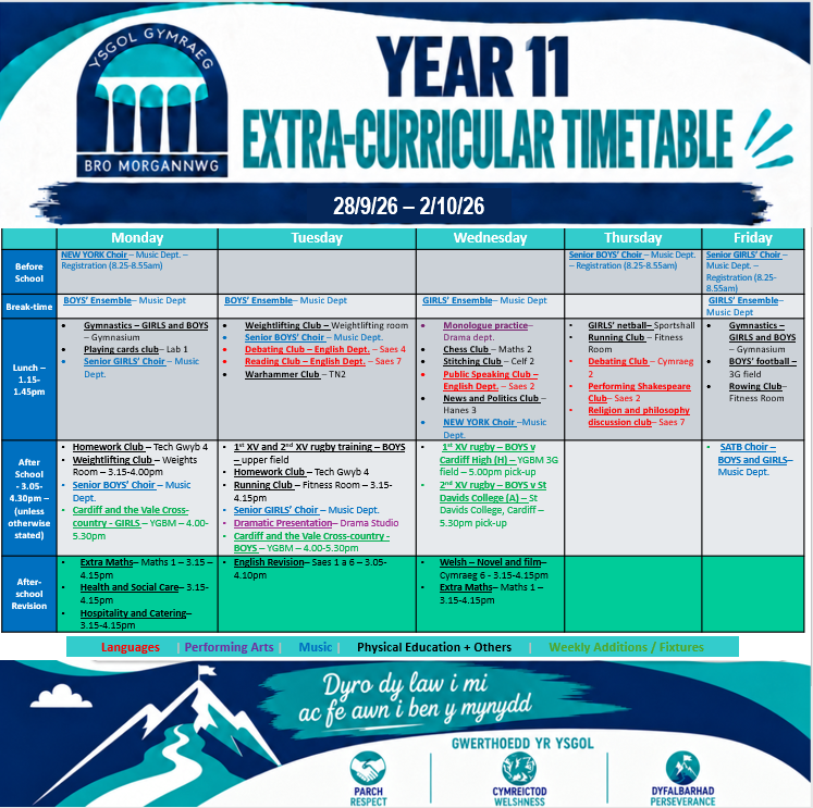 Year 11 Timetable